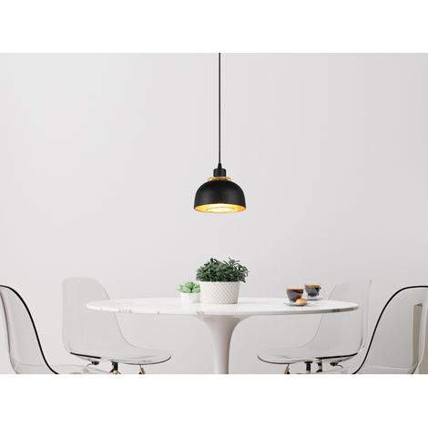 LED Pendelleuchte Metall Schwarz Gold mit Drahtgeflecht, Ø 18cm (1/5)