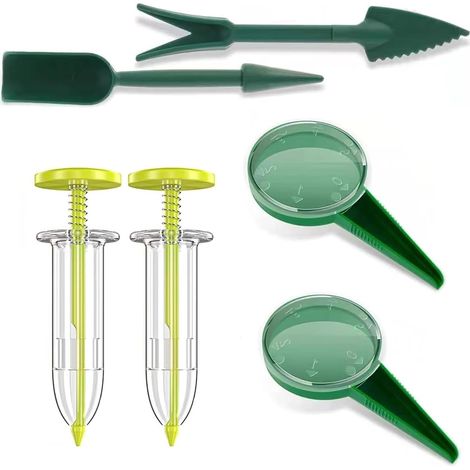 6-teiliges Aussaatwerkzeug-Set mit verstellbarem Saatgutspender (5 Größen), manueller Saatgutspender für präzises Pflanzen, Garten-Set für kleine Samen, Gemüsegarten und Blumen (1/5)