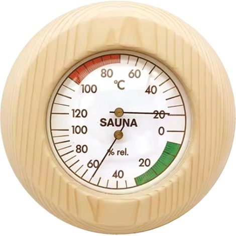 Thermomètre de sauna en bois, thermomètre d'intérieur 2 en 1 avec hygromètre et échelle de précision, accessoires de sauna pour l'extérieur (1/4)