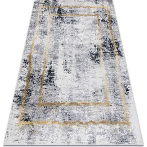 ANDRE 1065 Waschteppich Rahmen, vintage Anti-Rutsch - grau / gold grey 160x220 cm