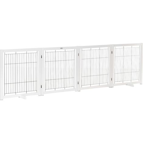 Barrière de sécurité pour chiens en bois de pin massif, 305 x 35,5 x 82 cm, blanche (1/5)