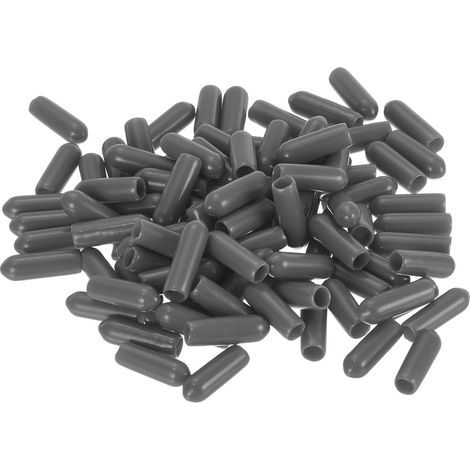 100Pcs Embouts en Caoutchouc 4mm ID Capuchon de Boulon de Tube Rond en Vinyle PVC Protecteurs de Filetage de Vis Gris Foncé (1/5)