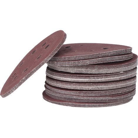 125 disques de ponçage ronds à 8 trous avec fixation auto-agrippante, 12,7 cm (5 pouces), pour décapage, peinture et soudure