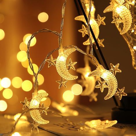 Guirlande Lumineuse interieur Étoiles et lune, 6M 40LED USB Lumières de fée intérieur, decorative pour chambre à coucher, Terrasse, mariage, fête, Noël, anniversaire (1/5)