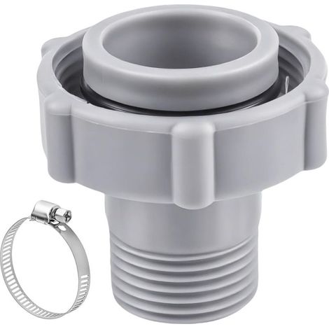 Connecteur Raccord Vidange, Piscine Adaptateur Vidange pour Coleman, Bestway Piscine Accessoires Tuyau Piscines avec Collier Serrage pour Interface 3,8 cm(1,5 pouce) Drainage Fond Piscines (1/5)