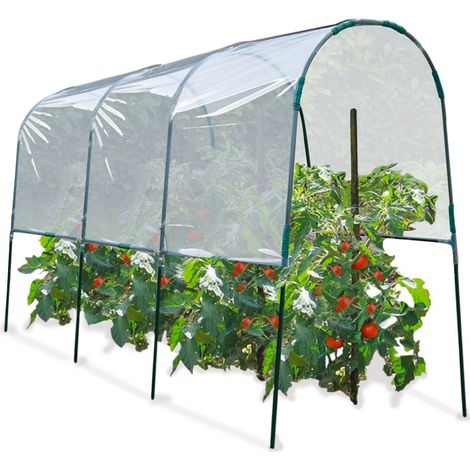 Idmarket – Serre à tomates 4 M – Dimensions 400 x 120 x 170 cm – Bâche translucide en PVC – Structure métal vert avec accessoires inclus