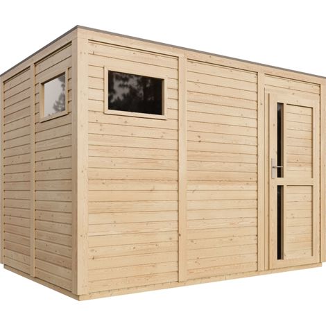 Wooden Garden Shed 6,18 m², Outdoor Storage Shed for Tools, Bike shed and bike storage outdoor, 17 mm walls, Garden storage shed with high-quality panel doors TIMBELA M326F1