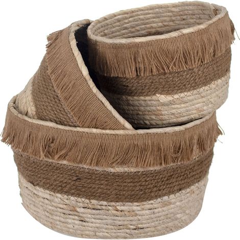 Signes Grimalt Panier de décoration  Réglez 3 paniers Set 3 paniers marron 35x35x21cm 23612