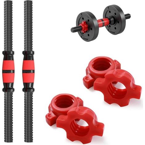2 Barre D'haltères Solide 4 Colliers, Longueur 40 cm Ø 2,6 cm, Matériau PP Léger, Poignée en Caoutchouc Antidérapante, Barre Musculation Ensemble pour Haltères de Gym Entraînement (1/5)