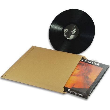 Lot de 10 enveloppes carton vinyle 33 tours – Format 350x350 mm – Rabat autoadhésif – Pour expédition de disques vinyles – Enveloppebulle