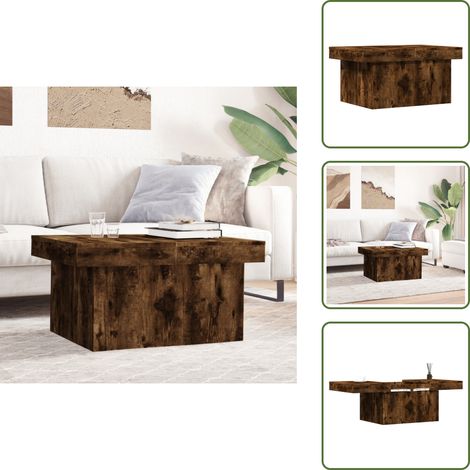 The Living Store Couchtisch Räuchereiche 80x55x40 cm Holzwerkstoff - Couchtisch - Wohnzimmerstil - Holzmöbel - Holzwerkstoff - Esszimmertisch (1/5)