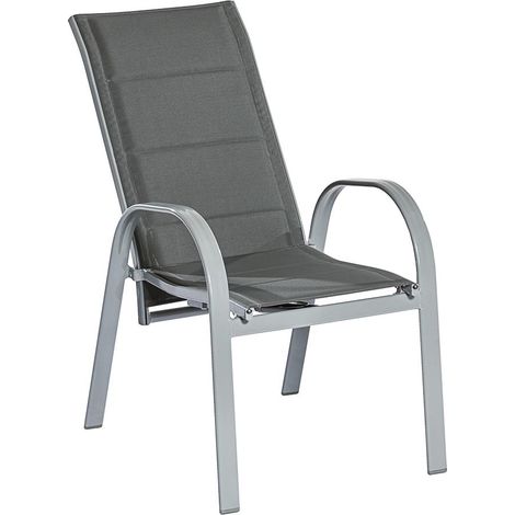 Amalfi Stapelsessel 2er Set grau Gasdruckfeder Alu/Textil