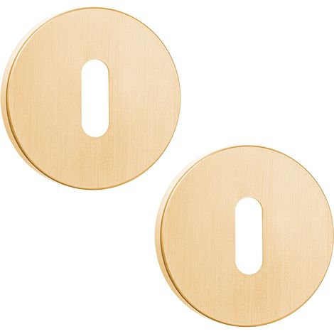 Placa de llave con roseta redonda para manija de puerta interior, color oro mate Kuchinox (1/3)