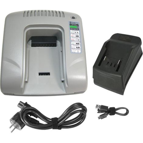 Trade-Shop Akku Ladegerät mit USB Anschlüssen für 14,4V 18V Li-Ion Akkus kompatibel mit Metabo 6.25457.00 6.25469.00 6.25454 6.25467 6.25456 (1/2)
