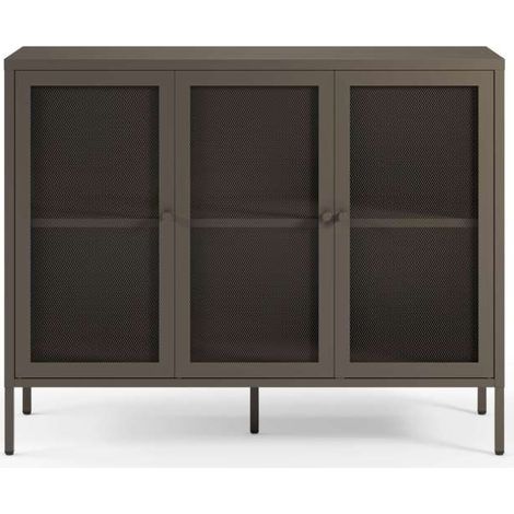 Mueble aparador 3 puertas modelo Felix acabado metal moca, 121cm(ancho) 90cm(alto) 40cm (largo)