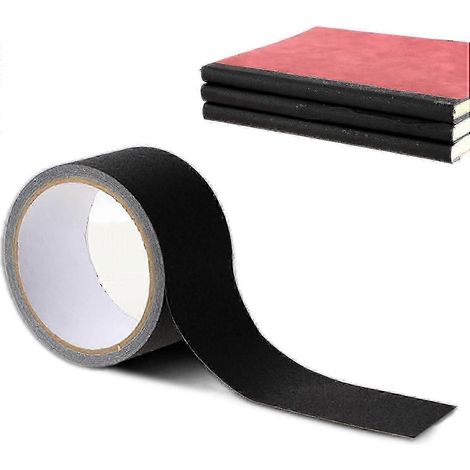 1 rouleau de ruban adhésif de réparation pour reliure, 5 cm x 20 m, ruban en tissu noir pour la réparation de livres et la reliure. (1/3)