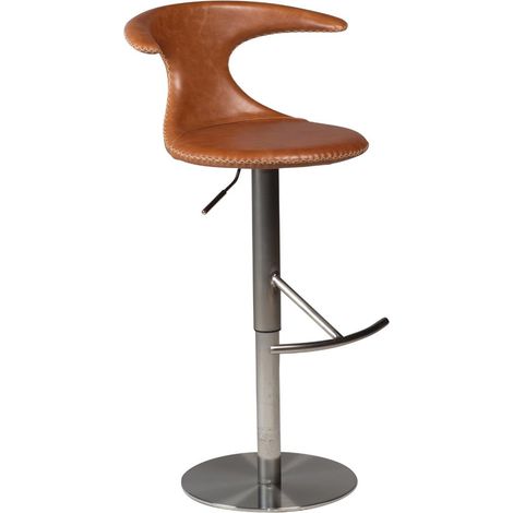 Flair Dan-Form Barhocker Höhenverstellbar Echtes Leder braun.