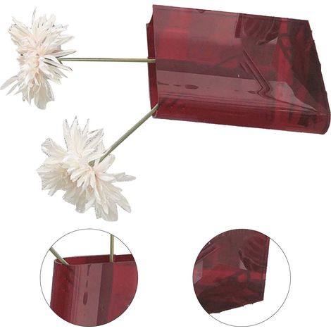 Transparente rote Buchvase im nordischen Stil zur Dekoration von Wohnzimmer und Büro. (1/5)
