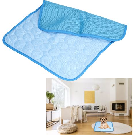 Tapis d'été pour animaux, tapis rafraîchissant pour animaux, tapis pour chien, tapis pour lit de chien, tapis en soie glacée pour animaux, tapis rafraîchissant pour chat, accessoires pour animaux, ble (1/5)
