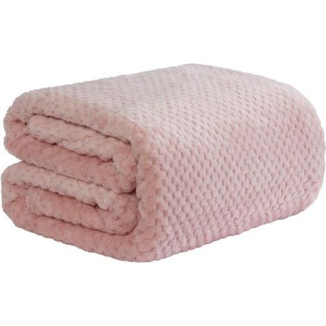 Couverture - - Plaid Polaire - 150x200cm - Rose - Douceur Maximale (1/3)