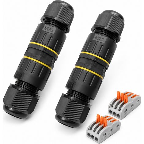 Boîte de jonction étanche IP68, connecteur électrique 3 voies pour câble Ø 6-11 mm, nylon, lot de 2 (1/5)