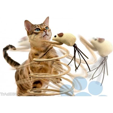 Trade Shop - Juego Con Base De Rascador Para Gatos Juguete Para Gatos Con Muelle -