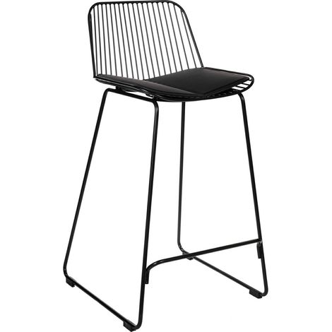 Sgabello basso da bar Dill nero con cuscino nero (1/5)