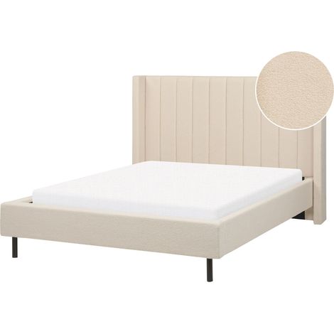 Bed Boucle VILLETTE 140 x 200 cm (EU Double) Beige