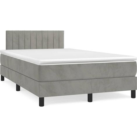 vidaXL Giroletto a Molle con Materasso Grigio Chiaro 120x190cm Velluto