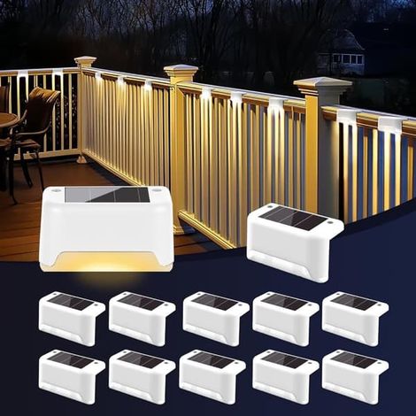 12-pack Solar Lights - Waterproof LED Lights for Fence, Stairs, Deck & Balcony