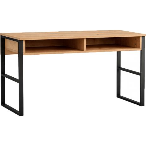 Scrivania Samo, 3 Ripiani, 2 Vani, Colore Ripiano Marrone, 120x60x72h cm Marrone Rovere
