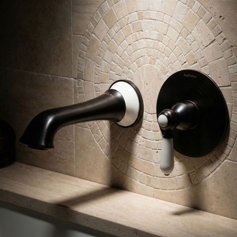 PaulGurkes Robinet de lavabo encastré 2 trous Noir Nostalgie Mélangeur