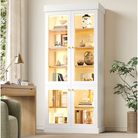Armario alto LED con cristal blanco 80x40x180 cm OKMYHOME (1/5)