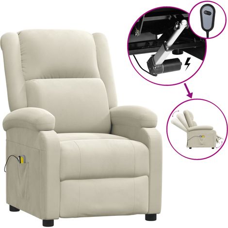 Fauteuil de Salon,Chaise,Fauteuil électrique de massage Crème Velours CFW168892 (1/5)
