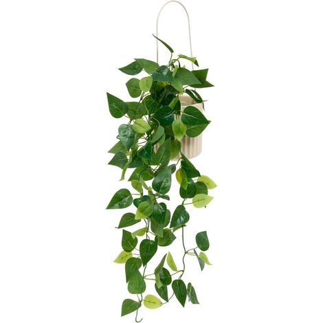 Pianta artificiale sospesa pool vaso in ceramica beige - Atmosphera créateur d'intérieur