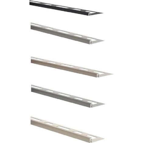 Schluter – Profilé décoratif en aluminium gris pierre – Finition structurée – Hauteur 11mm – Longueur 2500mm – Angle 90° pour carrelage