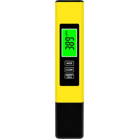Medidor de calidad del agua 3 en 1, analizador de calidad del agua (TDS/EC/temperatura), función de retención de datos, pantalla retroiluminada, color amarillo. (1/5)