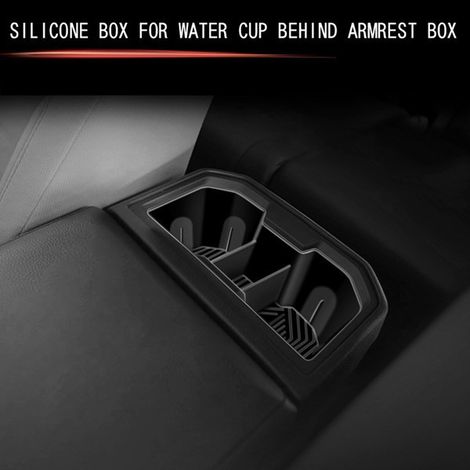 Black material: Silicone suitable for Toyota TACOMA 2024 armrest box rear water cup holder storage. (1/4)