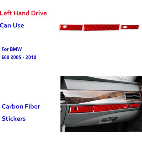(LHD R) Autocollants de garniture de panneau porte-gobelet copilote en fibre de carbone - Accessoires de style automobile compatibles avec les anciennes BMW Série 5 E60 (2005-2010) (1/5)