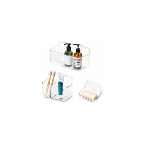 Pack Shower Holders, Toothbrush Holder, Soap Dish, Shower Accessories, Wall Mounted, No Drilling, Self Adhesive for Bathroom, - Crezuo (1/4)