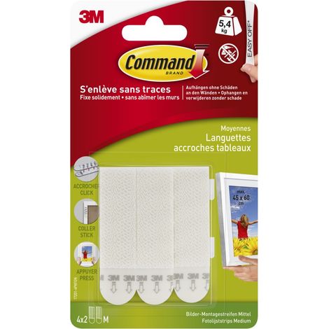Command Strisce Appendiquadri Piccole, Set di 8 Strisce Adesive Rimovibili per Appendere Quadri, Cornici, Poster, Foto su Muro e Pareti, Senza Chiodi, Peso Fino a 1.8 Kg, Dimensione 20x25 cm (1/5)