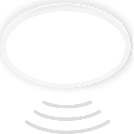Ultraflache LED Deckenlampe mit Bewegungsmelder - IP44 - rund - LED Badlampe Badezimmerleuchte, Deckenpanel extra flach für Feuchträume, 42 x 3 cm (DxH)