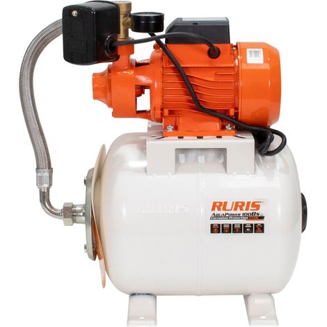 Ruris – Pompe de surpresseur 750 W – Débit 46 L/min – Hauteur de refoulement 45 m – Réservoir 19 L en fonte – Pour citernes et puits
