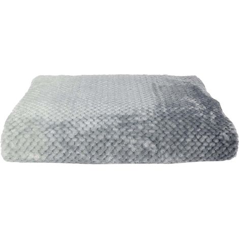 Plaid Ultra Doux 150x200cm Nid d'Abeille Dégradé Gris Blanc (1/4)