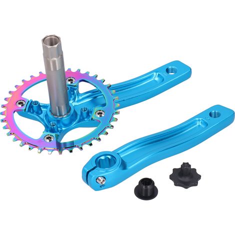 Manivelle Vélo Monovitesse ZK-22 en Alliage d'Aluminium 36T Bleu - Bras de Pédalier Intégré Accessoire Vélo (1/5)
