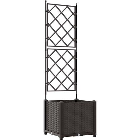 Cache-pot de jardin moderne extérieur épuré 40 x 40 x 143 cm en acier marron (1/5)