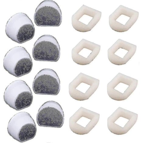 Lot de 16 préfiltres en mousse et filtre à charbon compatibles avec la fontaine à eau Petsafe Drinkwell Inox 360 Avalon (1/5)