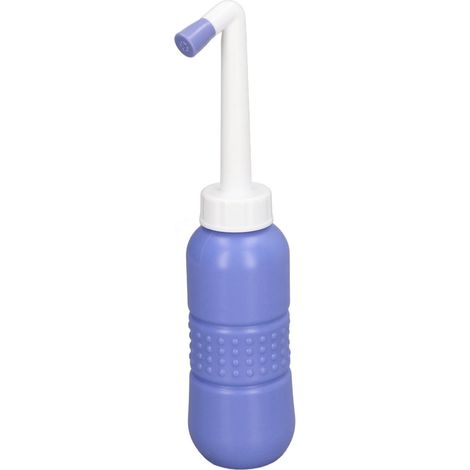 Bidet portable 450 ml, gourde avec douchette et couvercle anti-poussière, pour la maison, les voyages et les activités de plein air. Bouteille bleue. (1/5)