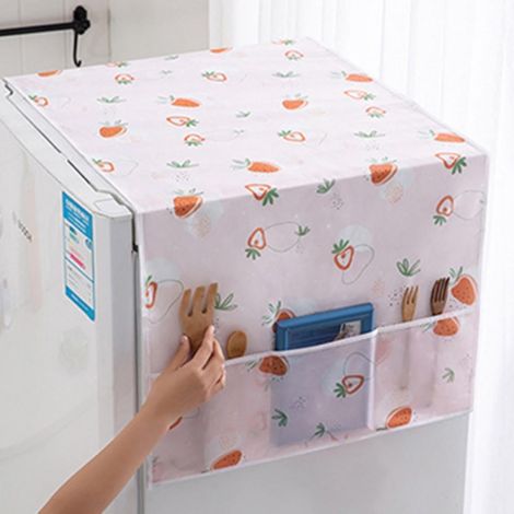 Housse Anti-Poussiere Pour Refrigerateur - PEVA Impermeable Et Anti-Huile - Avec Poches De Rangement - 130 x 55 cm - Lot De 2 (1/4)