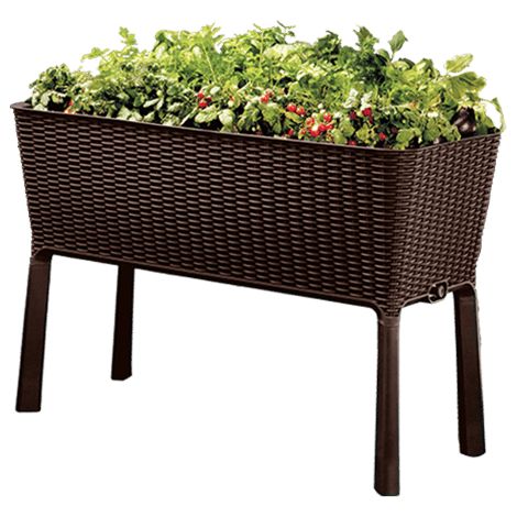 Keter Beet Hochbeet Blumenkasten Pflanzkasten Tepro Easy Growing Ratan-Optik (1/5)